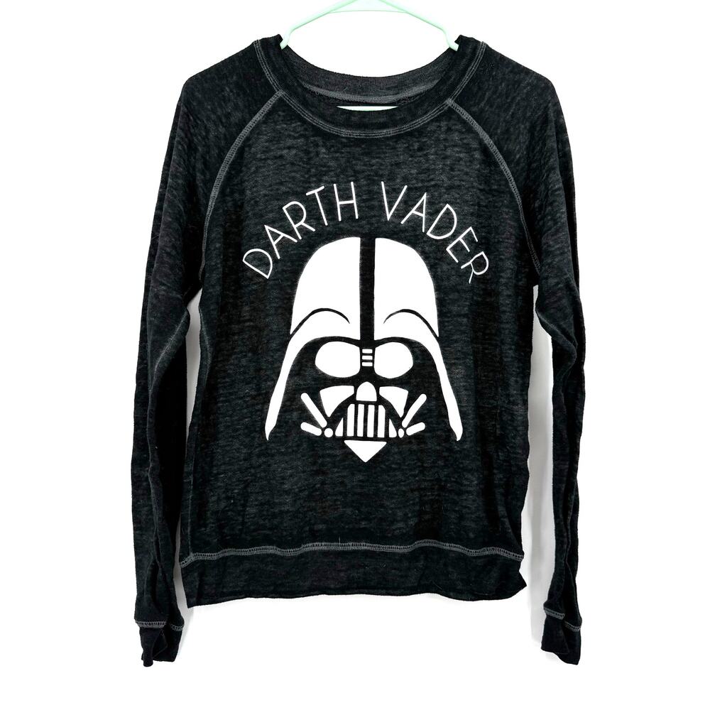 Star Wars Size Small Long Sleeve Shirt Top Darth Vader Graphic White Dark Gray